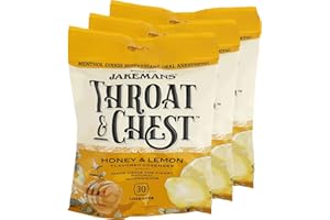 Jakemans Honey and Lemon Throat & Chest Lozenges Cough Drops – Cough, Sore Throat and Seasonal Distress Soothing Relief – Liquid Drop Shape – 30 Lozenges (3 Pack)