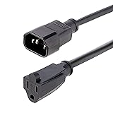 StarTech.com 1ft (0.3m) Power Extension Cord, IEC