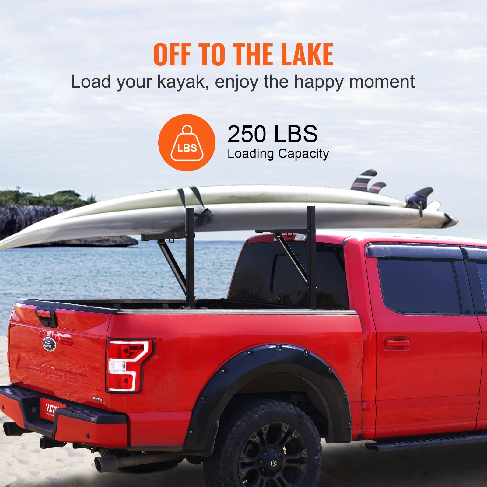 VEVOR Ladder Rack For Pickup Load 113 Kg, Extendable Steel Luggage Rack ...