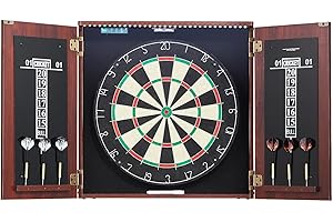 Uargd Dartboard and Cabinet Set, Ready-to-Play Bundle with Official Size Dartboard Cabinet, Steel Tip Dart Storage Cabinet, I