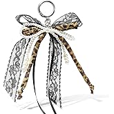 Angyape Cute Bow Keychain for Women Leopard Pearl Bow Bag Charms Purse Charms for Handbags Beaded Accessories Gifts