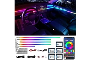 MAODANER Dreamcolor Acrylic Interior Car LED Strip Light with Wireless APP, RGB 6 in 1 with 175 inches 600 LEDs Fiber Optic Car Ambient Lighting Kits, Sound Active Function LED Strip for Car Accessories