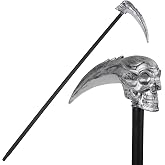Spooktacular Creations Halloween Grim Reaper Scythe, Skeleton Scythe Staff for Halloween Party Costume Accessories, Fake Plastic Skull Scythe Weapon for Kids Women Men Dress Up