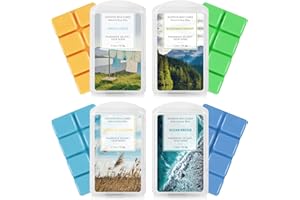 SCENTORINI Wax Melts Wax Cubes, Soy Wax Cubes for Wax Warmer, Ocean Breeze, Fresh Linen, Bohemia Forest, Winds in Summer, 4 x 2.5 oz