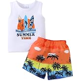 NZRVAWS Toddler Baby Boy Summer Clothes 2Pcs Shorts Set Sleeveless Tank Tops Hawaiian T-Shirt Cute Boys Clothing Set