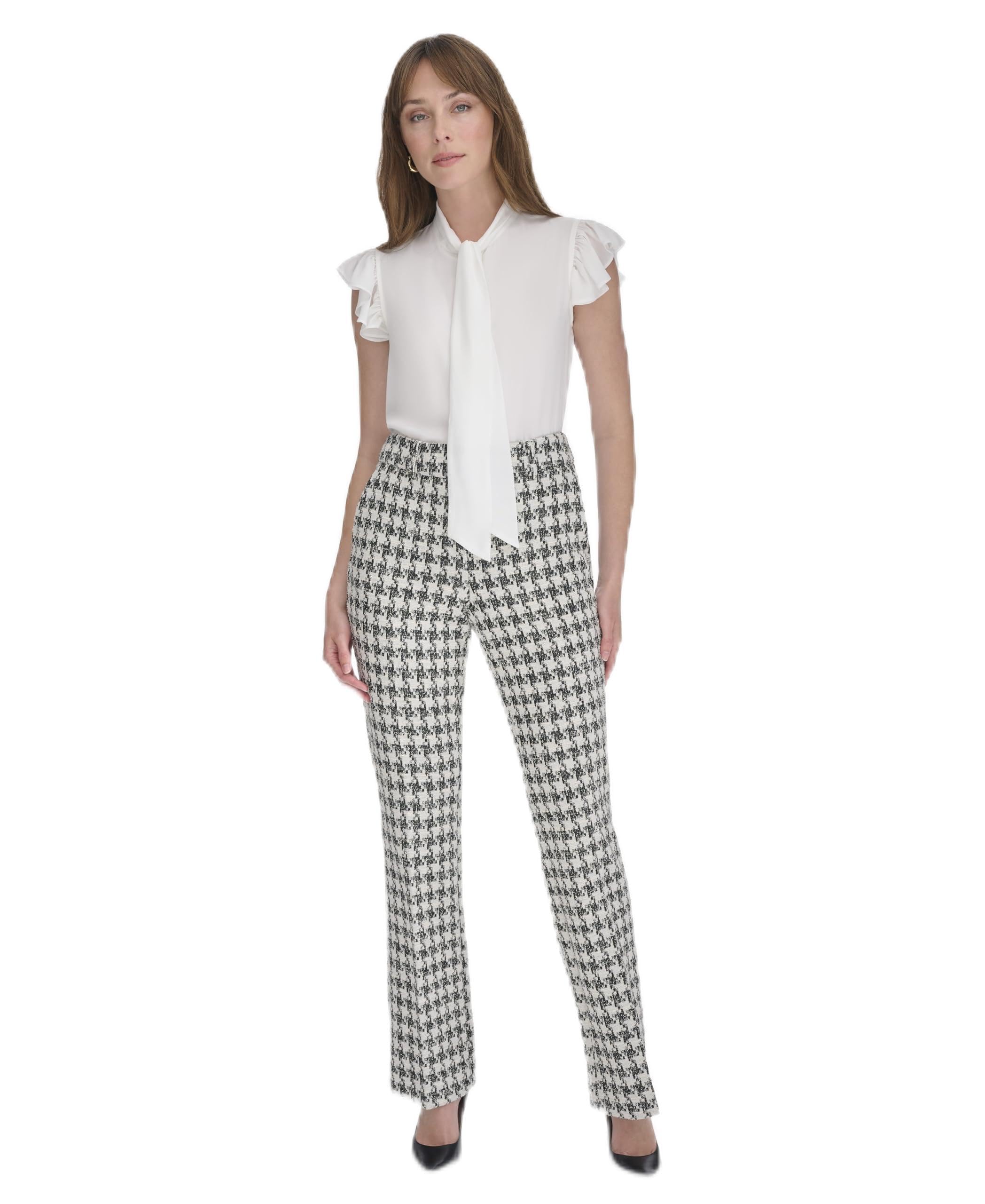 Tommy Hilfiger Women’s Suits Bootcut Sutton Pants, Black/Pearl, 12