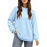 Saodimallsu Womens Crew Neck Sweater Tops Long Sleeve Fuzzy Fall Casual Loose Cozy Knit Pullover Sweaters