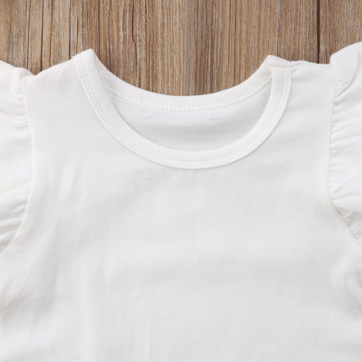 Mubineo Toddler Baby Girl Basic Plain Ruffle Sleeve Cotton T Shirts Tops Tee Clothes: Clothing