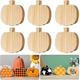 AWIZOM 12 Pcs Fall Pumpkin Wooden Cutout Unfinished Thanksgiving Table Sign | Thick Wood Blocks to Paint Blank Pine Tabletop Centerpieces for DIY Crafts Autumn Harvest Halloween Home Tiered Tray Decor