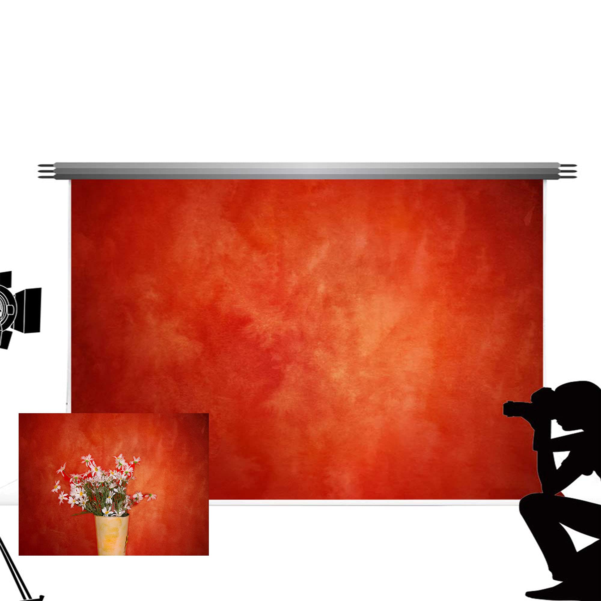 Kate Photography Backdrops 2.2x1.5m Orange Red Texture Backgrounds Bright Red Gradient Photo Backdrops Microfiber Abstract Collapsible Portrait Props