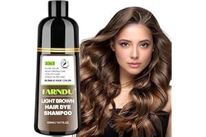 DYEING 221 BC FARNDU Light Brown Hair Dye Shampoo for Gray Hair Coverage - 3 In 1 Natural Hair Color Shampoo for Women & Men, Champu Para Canas Mujer