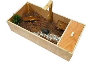 RUNSHED Tortoise Habitat, Sleeping Hideaway with Removable Roof with Open Slide and Light Arm (Natural)