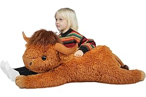 WDXDSOB 38.5 Inch Brown Giant Highland Cow Plush Stuffed Animal - Large Cow Pillow Gift for Kids and Adults, Couch & Bed Decor