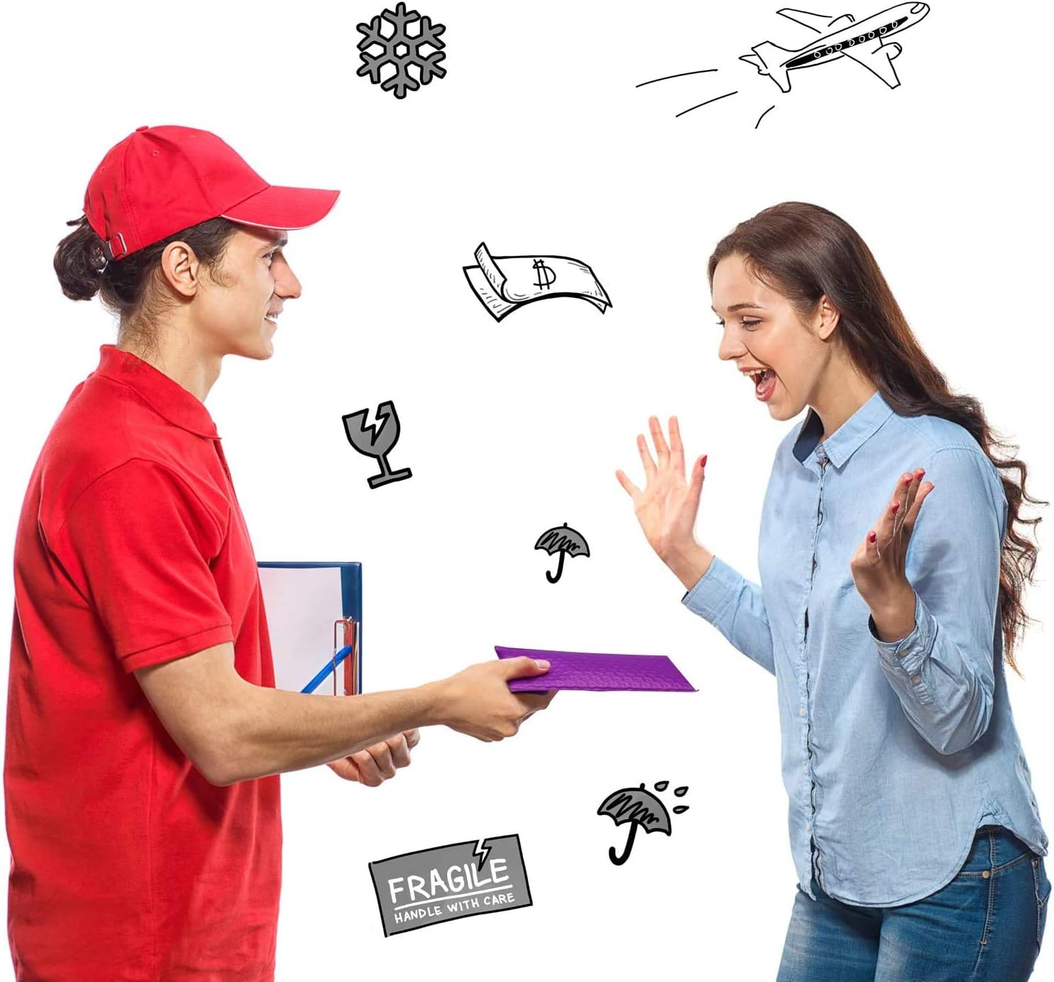 Switory 50pcs 10.2x17.7cm Poly Bubble Mailers 4x7 Inch Padded Envelopes #000 Bubble Lined Poly Mailer Self Seal Purple - Image 5