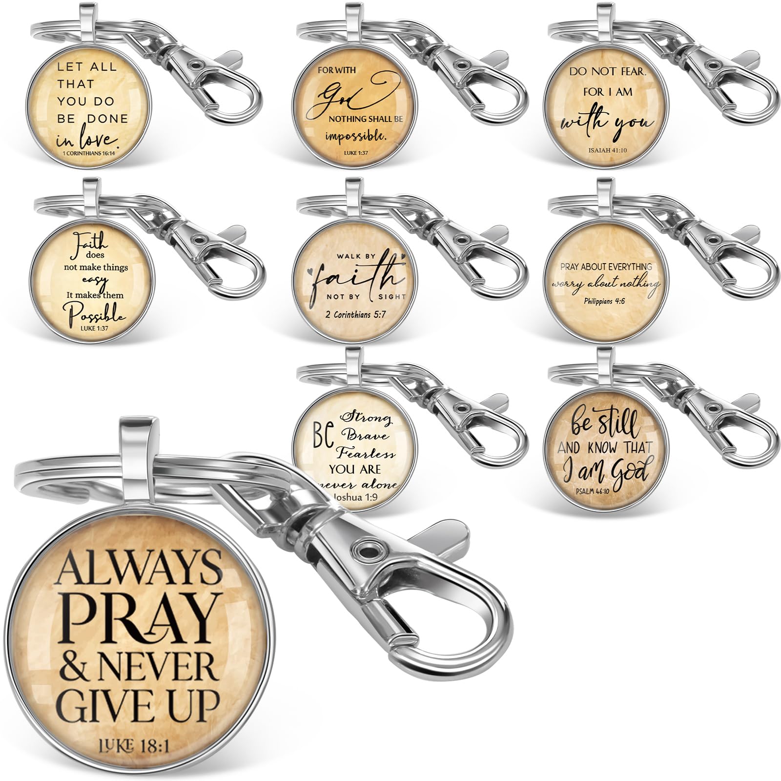 Photo 1 of Fumete 27 Pcs Christian Keychain Bulk Bible Verse Religious Keychain Scripture Quote Inspirational Gift for Sunday School Pastor (Silver)