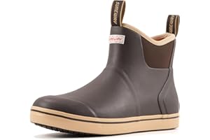 SUREWAY Men's Ankle Fishing Deck Boots for Men-Waterproof,Professional Non-Slip Soles for Wet Slippery Surface,Neoprene Rubber Rain Boot/Shoes for Hunting Boating Gardening