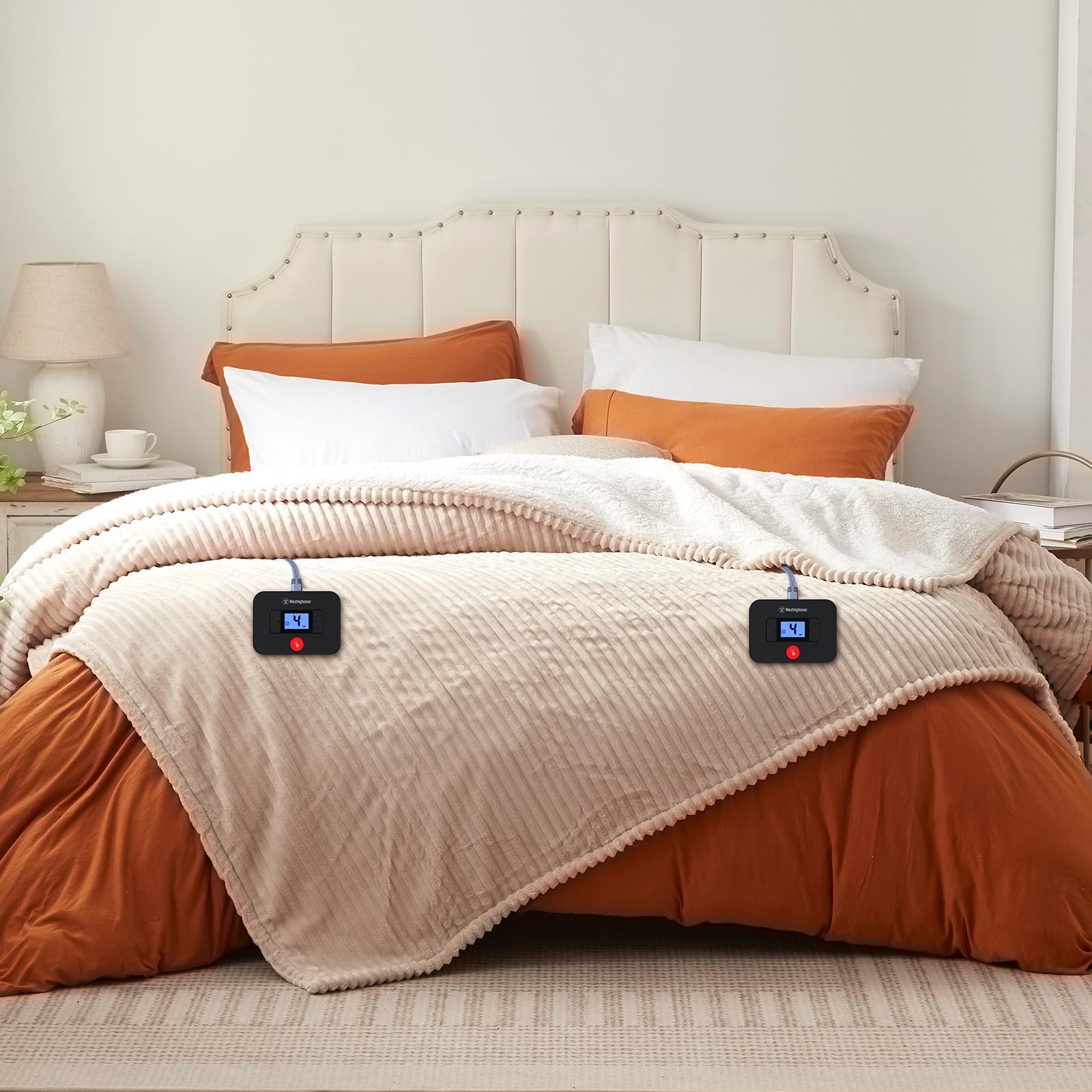 Photo 1 of *SEE CLERK COMMENTS*** Westinghouse King Size Heated Blanket, Soft Flannel to Sherpa Reversible Electric Blanket King Size with 10 Heating Levels & 1-12 Hours Auto Shut Off, Machine Washable, (100" x 90", Beige)