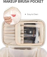 Wandering Nature Travel Makeup Bag with Brush Compartment Blue Flower view 2