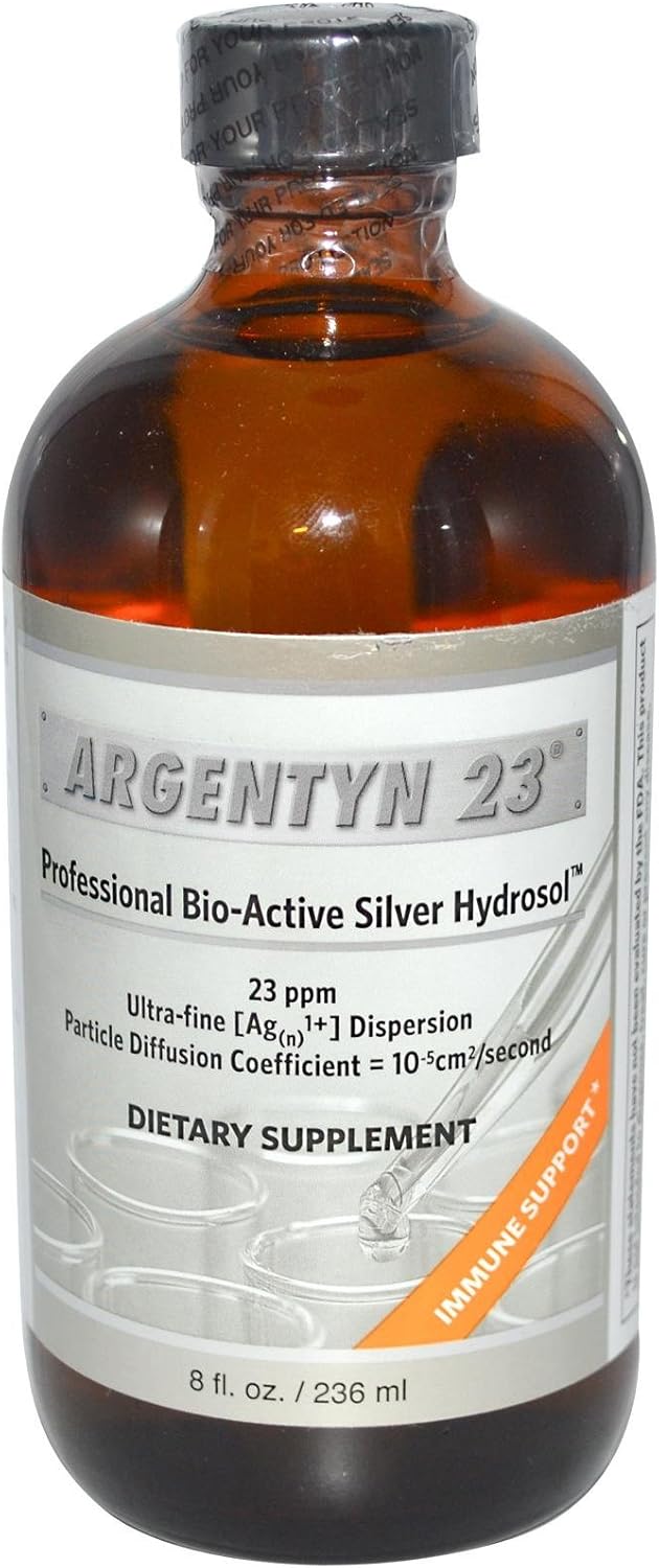 Argentyn 24 Professional Bio-Active Silver Hydrosol, 236ml Dropper, 4 or 8 oz, No Color
