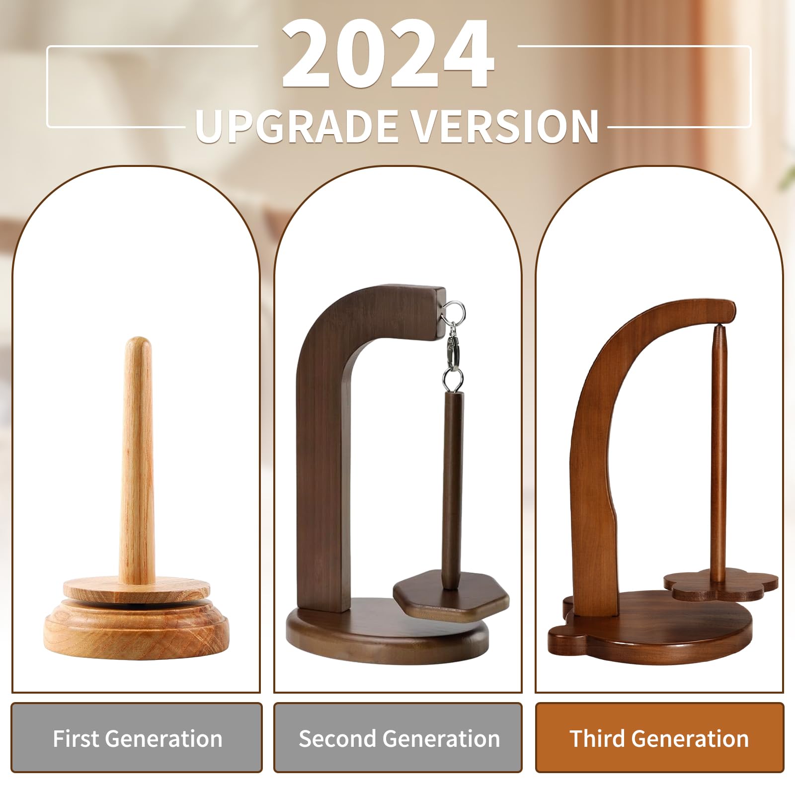 Yarn Holder for Knitting and Crocheting,Crochet Gift for Knitting Lovers,Wooden Yarn Spinner for Crocheting，yarn ball holder for knitting