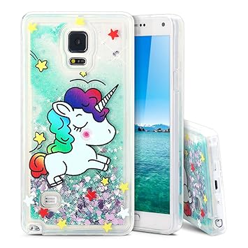 MoEvn Galaxy Note 4 Hülle, 3D Glitzer Transparent Silikon Weich Rahmen Fließen Flüssig Bling Schwimmend Treibsand Liquid Bunt