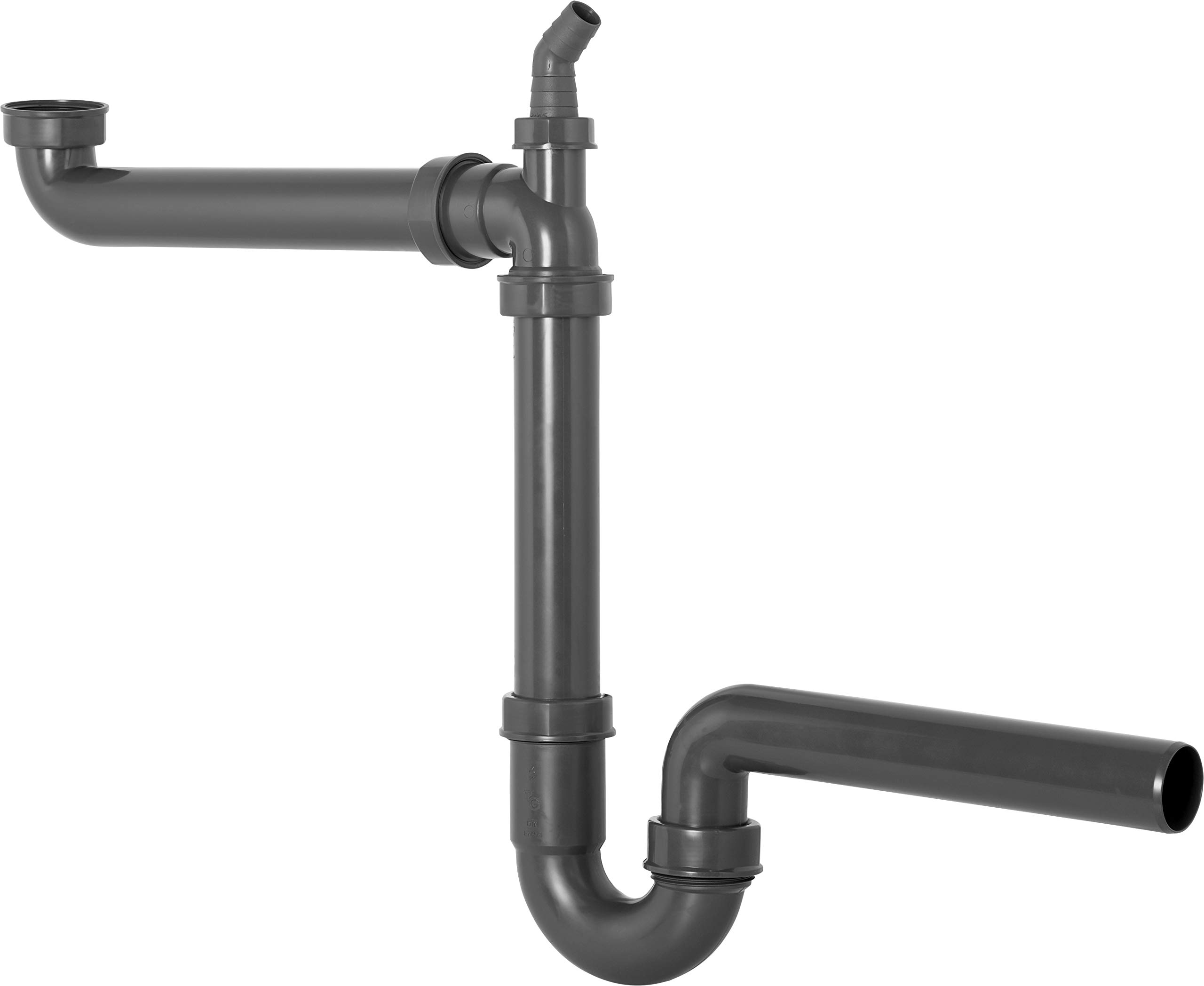 Cornat T353103R Sink Space-Saving Siphon 1 1/2 Inch x 40 mm Sanitary Installation/Recycled/Environmental Protection/Grey