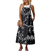 Lepunuo Summer Dresses for Women 2026 Casual Boho Overall Dress Adjustable Cover up with Pockets