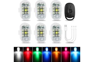 PIFOOG 6PCS Wireless LED Strobe Lights with Remote Anti-Collision Light USB Charging High Brightness Led Motorcycle Lights for Cars Drone Aircraft Trucks Bike Scooter Night Wraning Flashing Lights