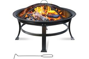 RED MOUNTAIN VALLLEY Red Mountain Valley 30'' Outdoor Wood Burning Fire Pit with Poker and Cover, Portable Large Fire Bowl for Outside, Outdoor Fireplaces for Camping,Patio,Backyard