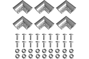 ADLMPW (6 Pack) Aluminum Chain Link Fence Gate Cornor, 1-3/8" x 1-3/8" Outdoor Diameter Pipe, Gate Elbow with 90 Degree Angle Design (Silver)