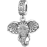 dazlily Lucky Elephant Charm 925 Sterling Silver Charm for Bracelets Necklaces fit Valentine's Day Mother's Day Birthday Gift for Women Pendant Beads