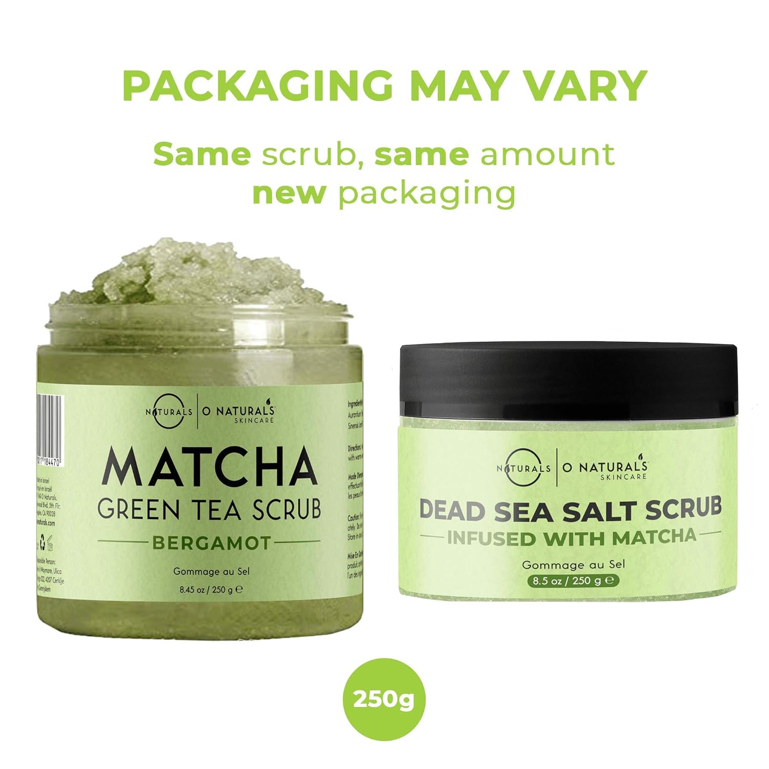O Naturals Anti-Cellulite Exfoliating Organic Caffeine Matcha Dead Sea Salt Scrub For Face Body & Foot Best Acne Eczema Stretch Marks Wrinkles Varicose Veins Boosts Circulation For Women & Men 8.45oz : Beauty