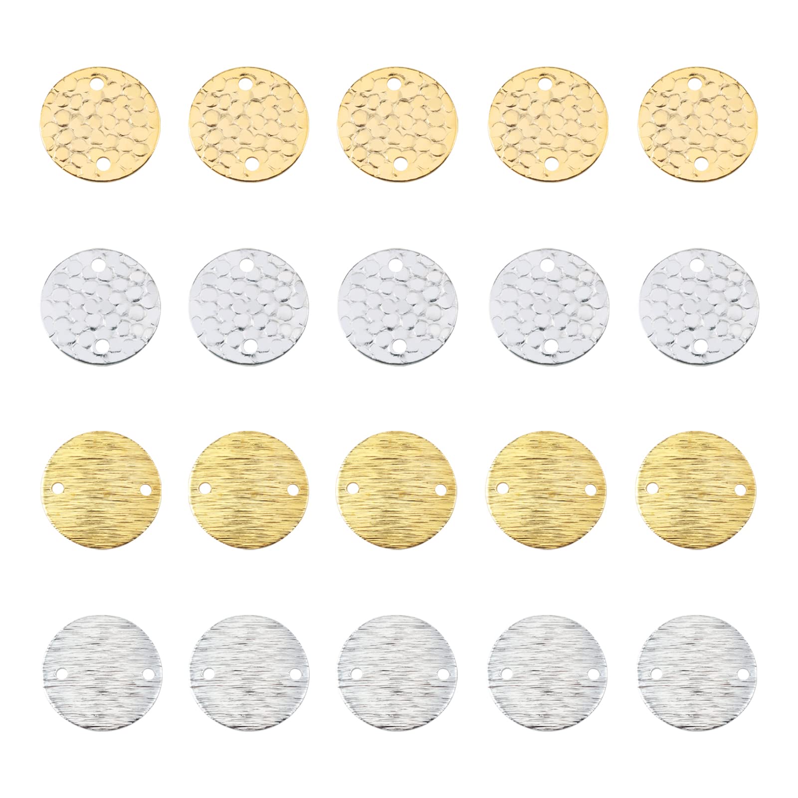 SUPERFINDINGS 40Pcs 2 Styles Disc Charms Flat Round Charms 2 Colors Brass Links Connectors Charm Stamping Charms Dangles Pendants for DIY Earrings Findings Handcraft Supplies， Hole: 1.2~1.6mm