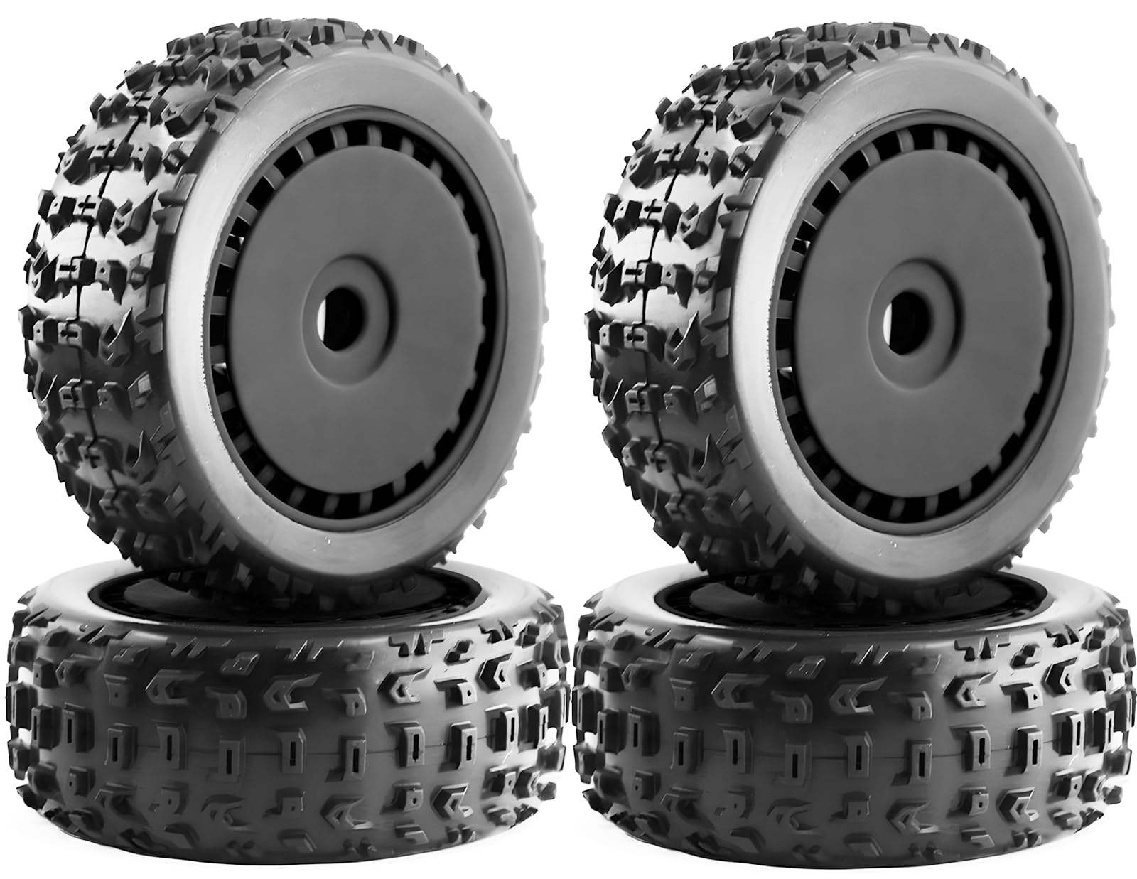 RcThjia 1/8 RC Off-Road Buggy Racing Tires and Wheels 17mm Hex RC Tires with Foam Inserts for ARRMA 1/8 Typhon 3S/6S Losi 8IGHT HSP Hyper HongNor FS Racing KYOSHO MP10 MP9 MP9e Neo. (4PCS/Set)