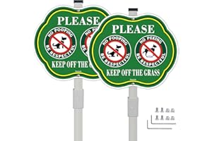 No Pooping Dog Signs with Stake, Keep off Grass Yard Sign,10x12 Inches Aluminum Metal Signs, Fade Resistant, Weatherproof, In