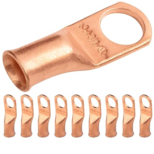 Wire Lugs 140-Piece Copper Ring Terminal Lug Kit - For Battery Welding, Crimping & Electrical Connections Battery Terminal Copper - Foto 2