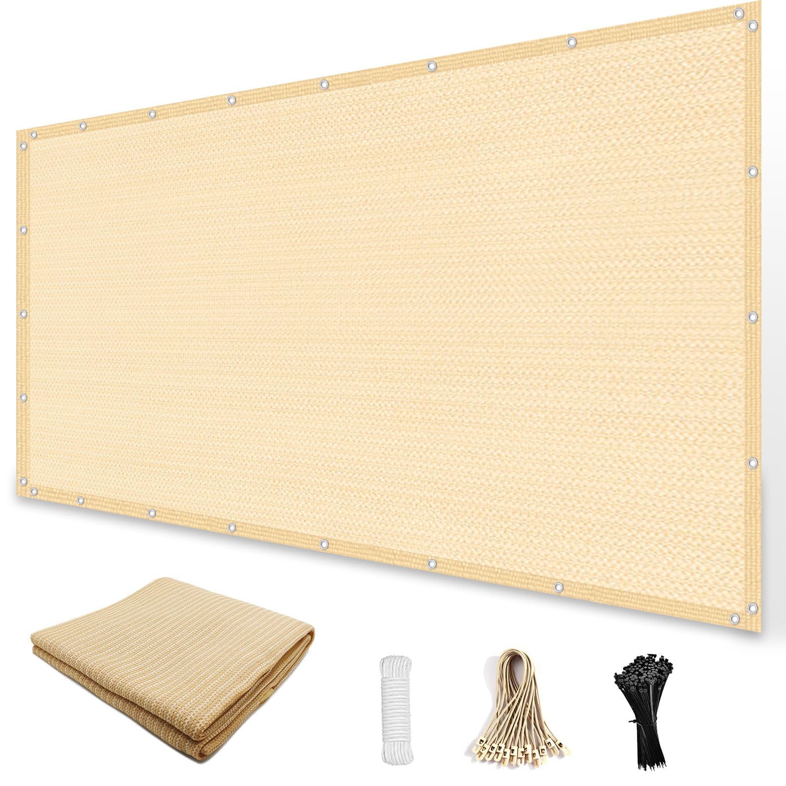 Amagenix 90% Sun Shade Cloth with Grommets, 6' x 16' Pergola Replacement Shade Cover Canopy Privacy Screen for Outdoor Patio Garden, Wheat (We Customized) Image