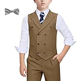 Hipfun Boys Suits 5 Piece Slim Fit Double Breasted Boys Formal Suit Vest Dress Pants Set Kids Boy Tuxedo Wedding Outfit