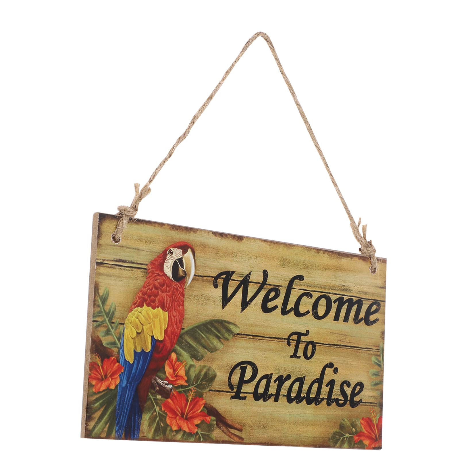 Gogogmee Beach Party Hanging Wall Sign with Jute Rope for Hawaii Luau Decoration Indoor Outdoor Holiday Wall Art 8.03X4.33In