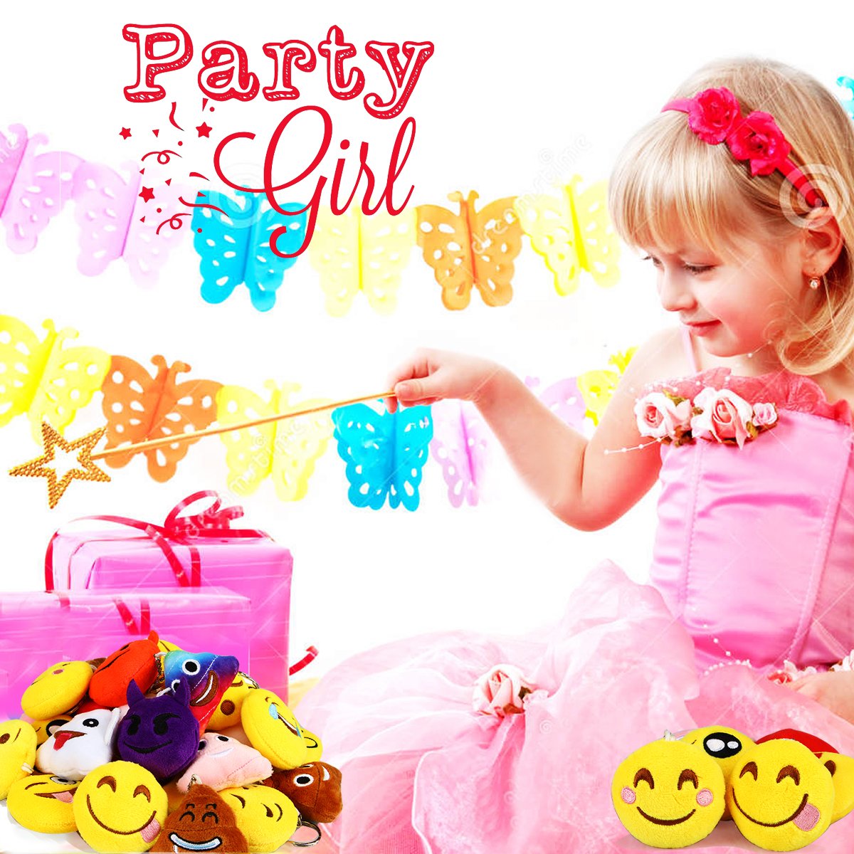 Dreampark Emoticon Party Favors, Emoticon Keychain 100 Pack Mini Plush Carnival Prizes for Kids Birthday Party Supplies Treasure Box School Prize Valentine Day Gifts for Kids Classroom Bulk Toy