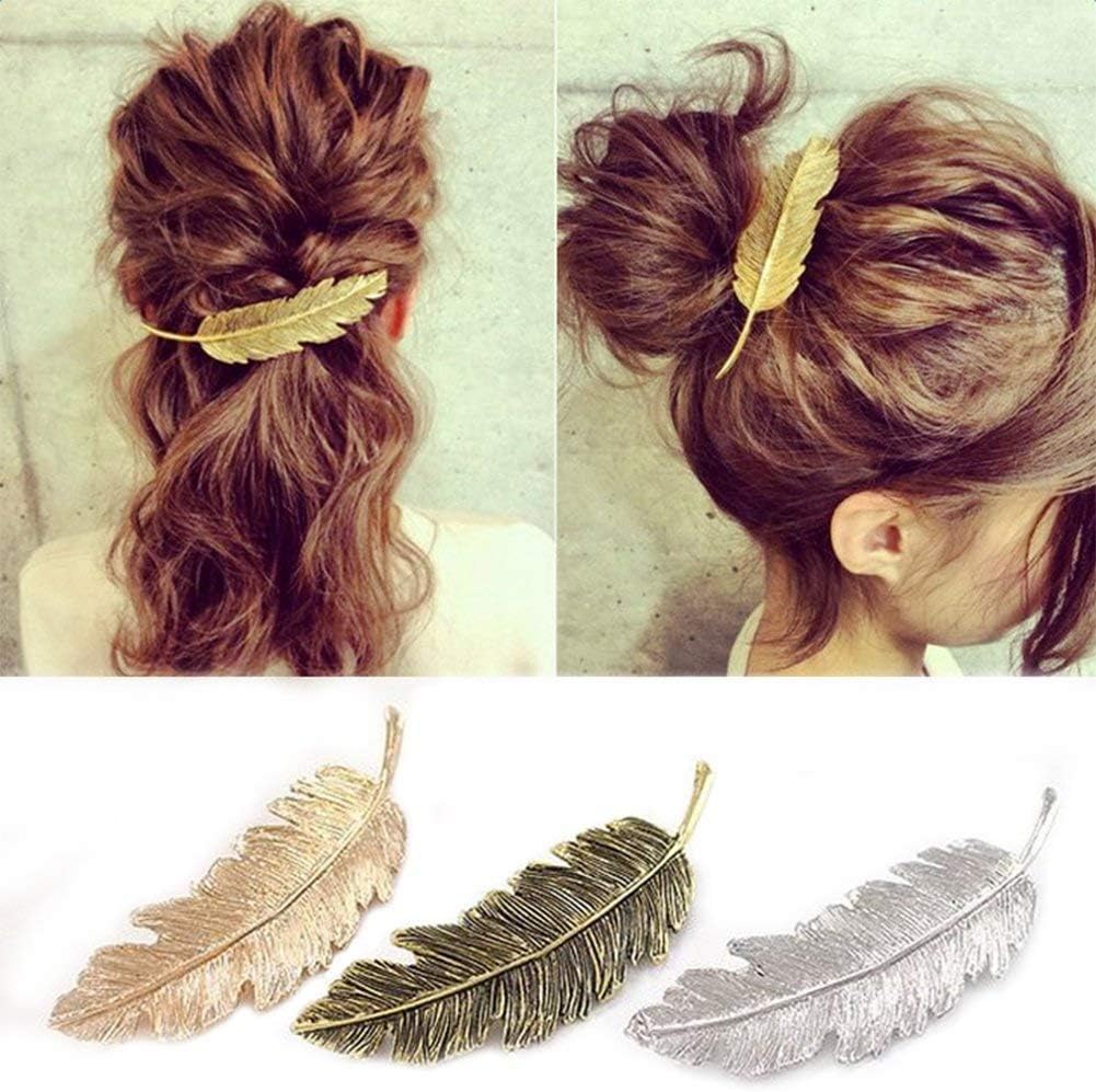 CINEEN Metal Hair Clips Vintage Leaf Shape Hair Grips Clamps Set Headwears Hair Accessories Pack of 3