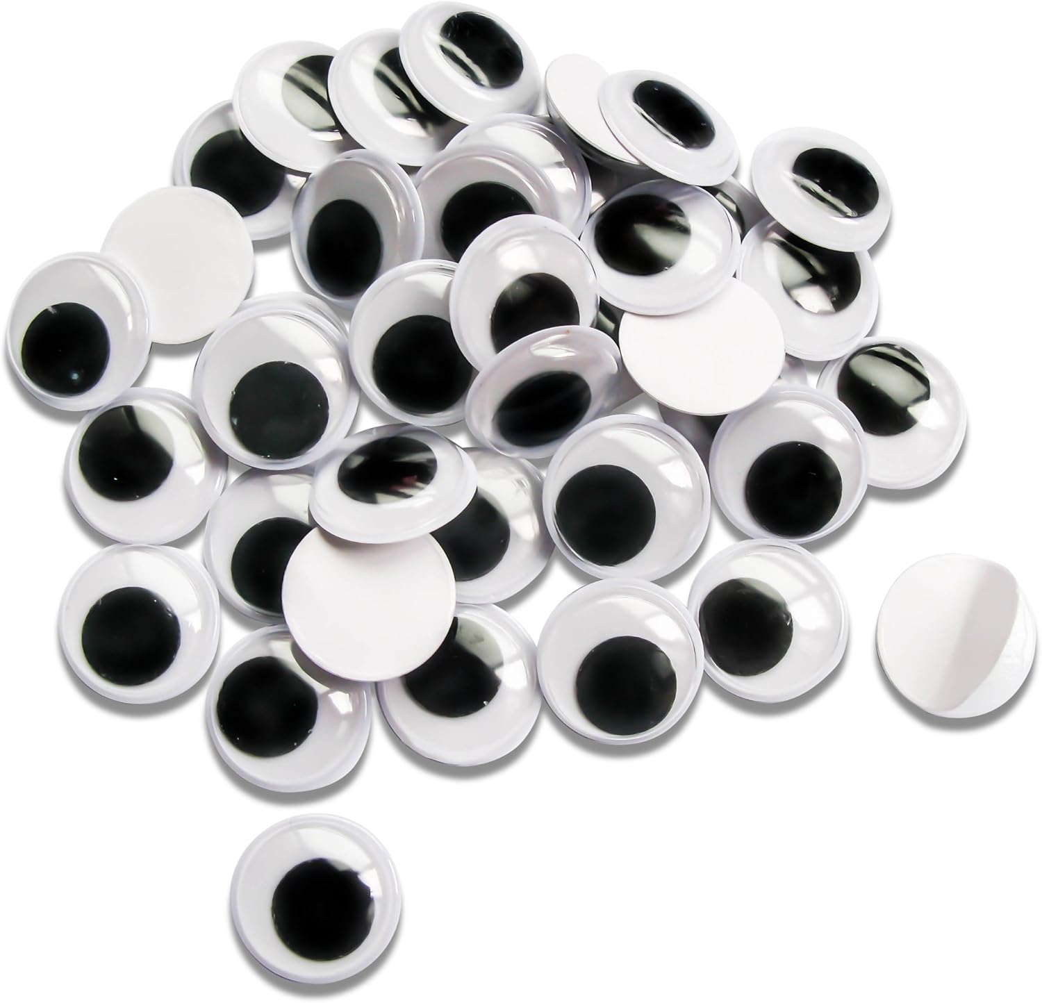 TOAOB 100pcs Wiggle Googly Eyes with Self Adhesive Round Black White Sticky Wobbly Eyes Plastic Craft Eyes 20mm for DIY Scrapbooking Crafts