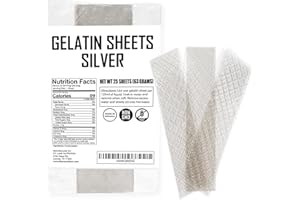 Silver Gelatin Sheets for Baking – 25 Count (63 Grams) – Unflavored Clear Leaf Rectangles for Desserts – 170 Bloom Strength – Product of Germany – Easy to Use – by Fit Lane Nutrition