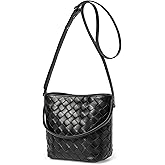 DORIS&JACKY Small Woven Leather Tote Bag for Women Mini Lambskin Weave Bucket Top Handle Shoulder Purse With Zipper Closure