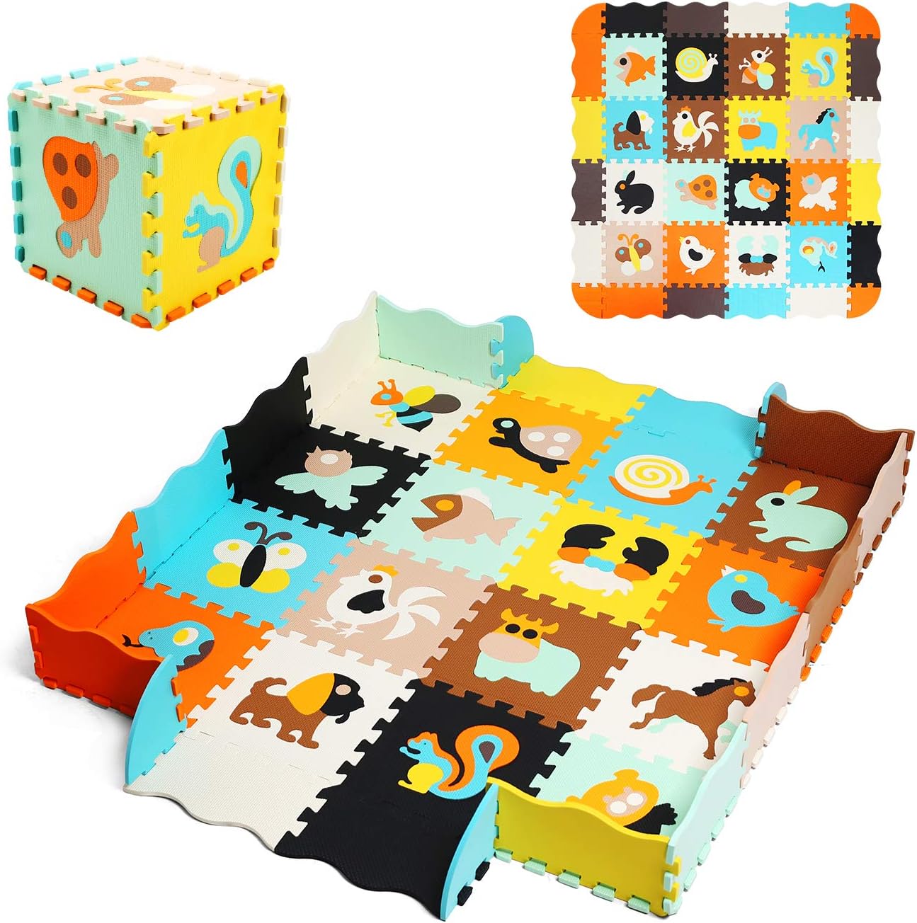 Baby Play Mat Floor Mat Foam Puzzle Playmat Interlocking Floor Tiles Crawling Mat for Kids, Toddlers and Infants: Toys & Games
