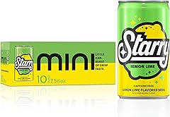 Starry Soda de limón y lima, sin cafeína, mini latas, 7.5 onzas líquidas (paquete de 10)