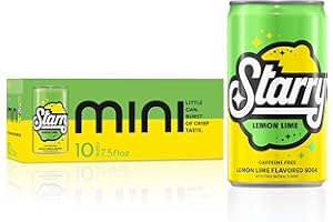 Starry Lemon Lime Soda, Caffeine Free, Mini Cans, 7.5 Fl Oz (Pack of 10)