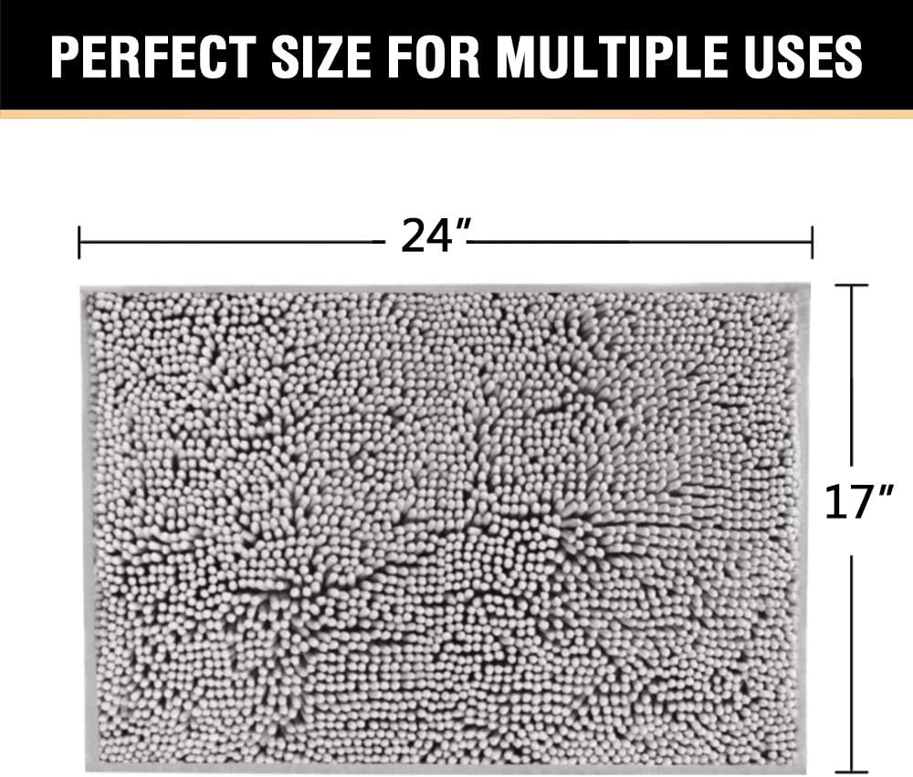 Grey Rugs for Bathroom Slip-Resistant Shag Chenille Bath Rugs Mat Extra Soft and Absorbent Bath Rug for Shower Room Machine-Washable Fast Dry (Grey, 17" x 24"): Home & Kitchen