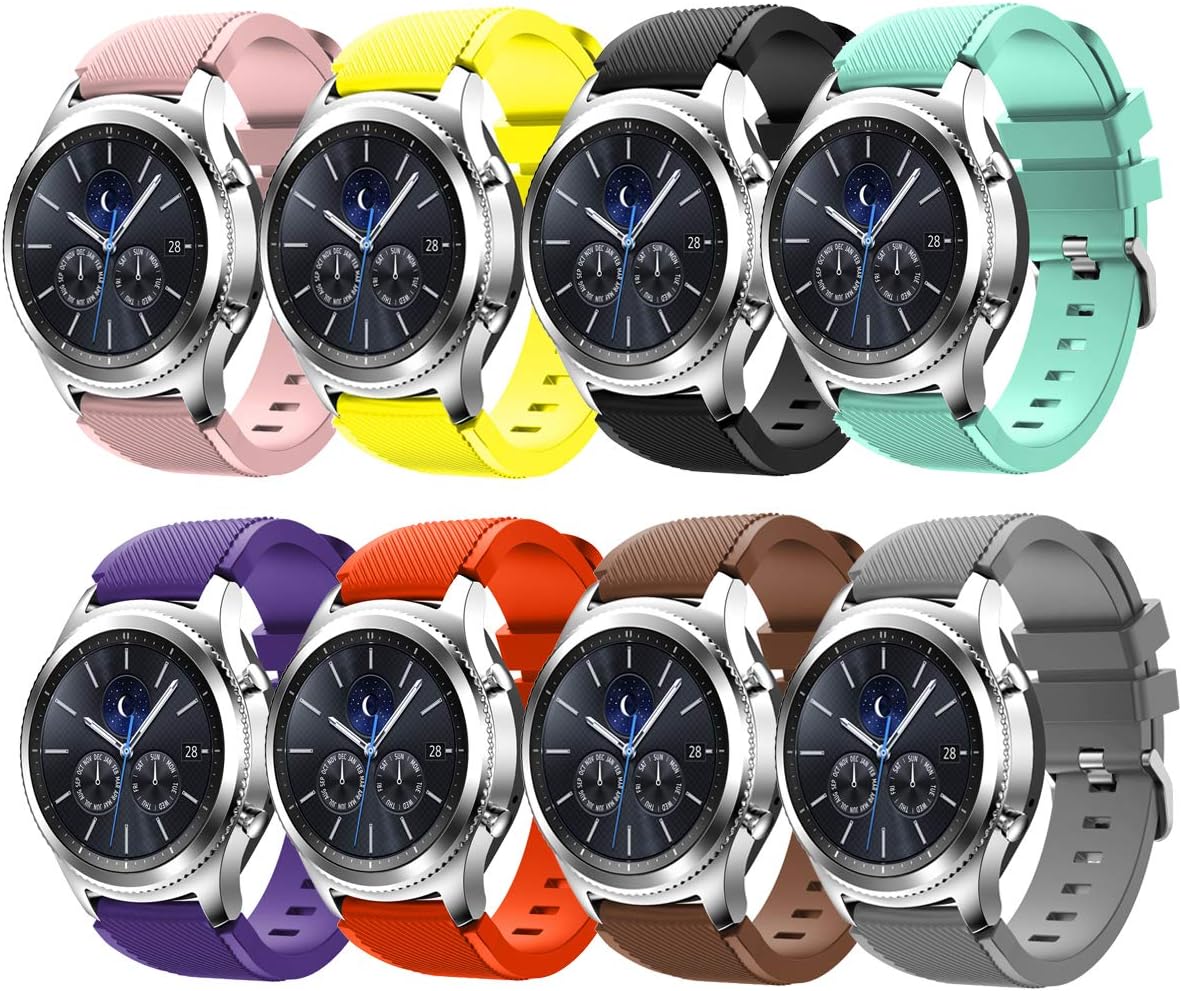 Angersi 22mm Soft Silicone Sport Strap Replacement Bands Compatible with Samsung Gear S3 Frontier/Classic/Galaxy watch 46mm smartwatch