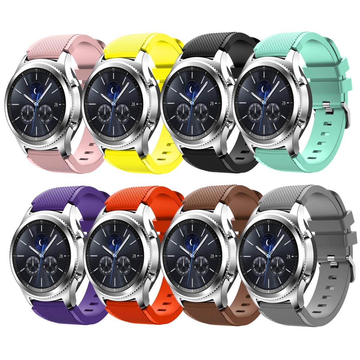Angersi 22mm Soft Silicone Sport Strap Replacement Bands Compatible with Samsung Gear S3 Frontier/Classic/Galaxy watch 46mm smartwatch.